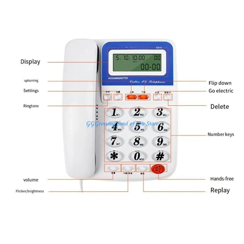 H9EB D016 Desktop Telephone for Business Caller Landline Phone with Handsfree Dials
