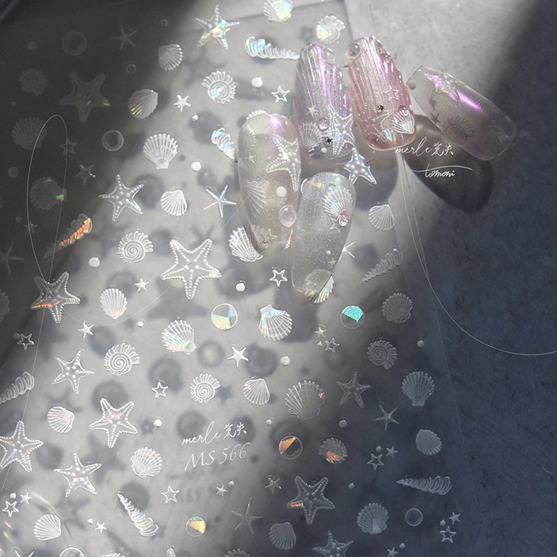 

Shiny Shell Light Laser Sea Shell Conch Starfish Star Adhesive Nail Art Stickers Decals Manicure Fantastic Marine Life Charms