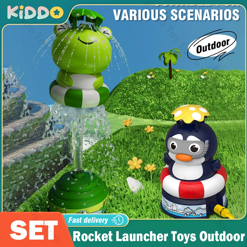 

Flying Rocket Launcher Sprinkler Rotating Spray Kids Water Playing Splashing Toy Fun Interaction Garden Lawn Game Outdoor Gifts