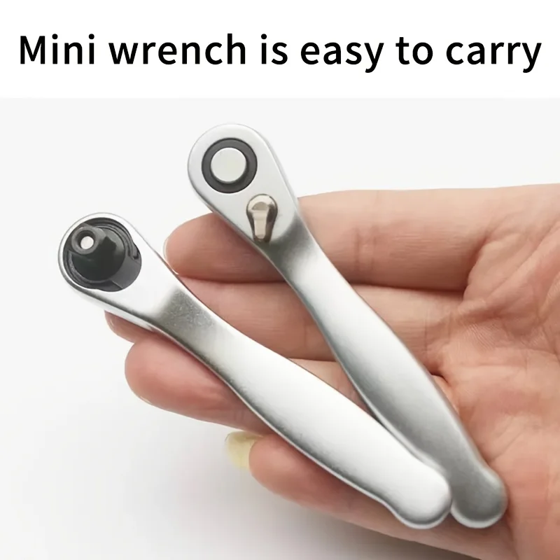 1-Piece Mini Ratchet Wrench for Narrow Spaces, Screwdriver with 1/ 4inch Reversible Socket Screwdriver, Small Wrench for Auto Repair