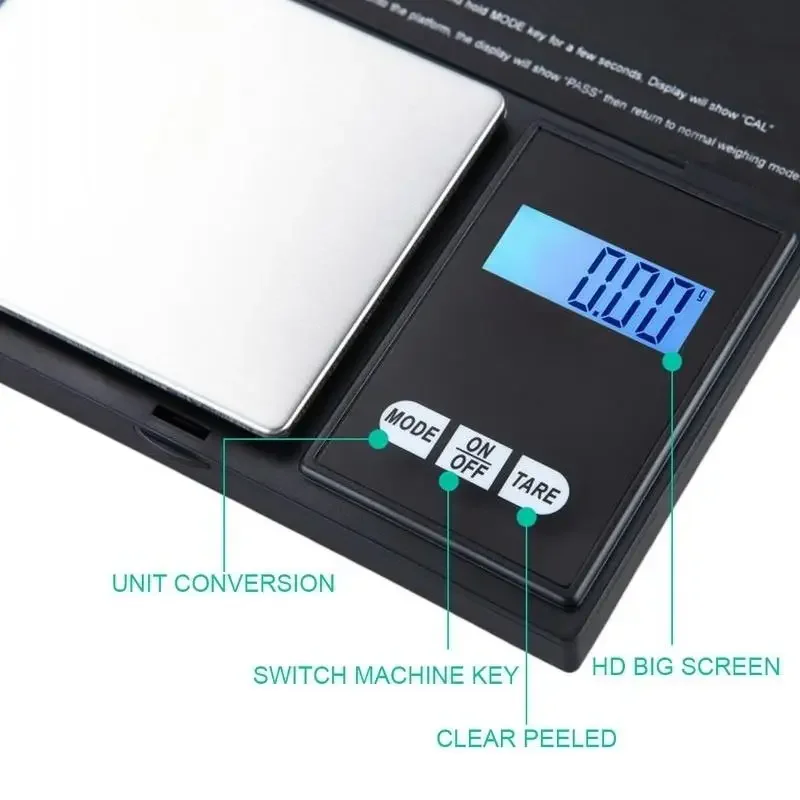 Imagem -04 - Balança Digital para Ouro de Prata Esterlina Balanças Jóias Mini Bolso Grama Eletrônica 100g 200g 300g 500g x 0.01g 0.1g