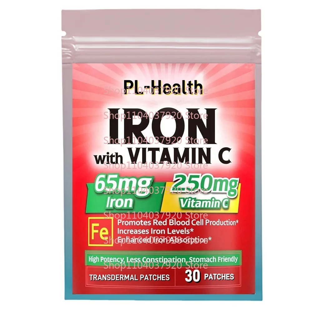 

30 Patches Carbonyl Iron Transdermal Patches with Vitamin C, Iron for Blood Building Women & Men
