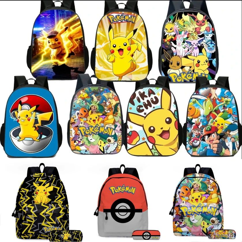 Pokemon Kids School Backpack Storage Bag Kawaii Pikachu Anime Figures Student Big Capacity Travel Bag Boy And Girl Toys Mochila