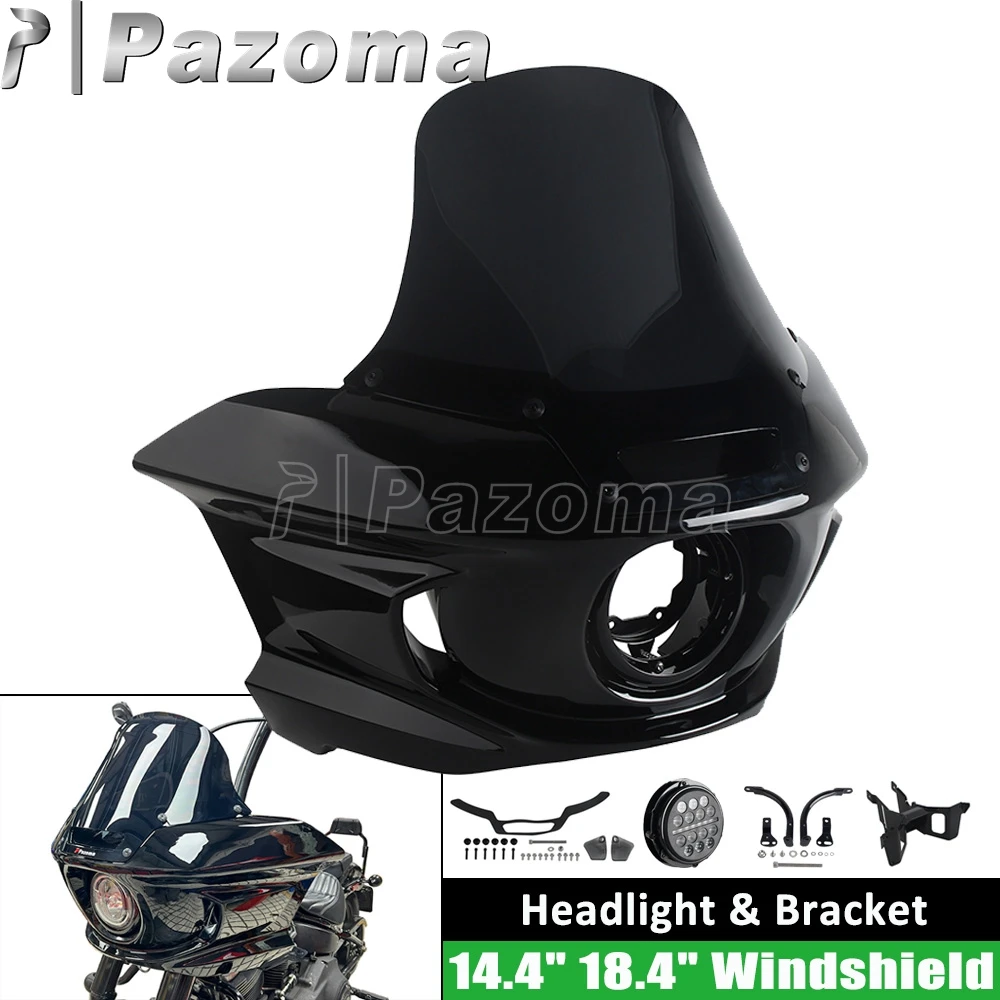 

Front Headlight Fairing Mask Motorcycle 5.75" LED Headlamp Fairing Support Bracket Holder For Harley FXST FXBB FXBBS FXLR FXLRS