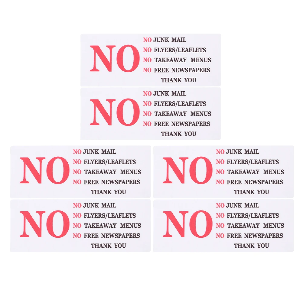 

6Pcs No Junk Mail Sticker Waterproof Durable Pvc Mailbox Decal Home Business Outdoor Warning Sign Self Adhesive Reminder