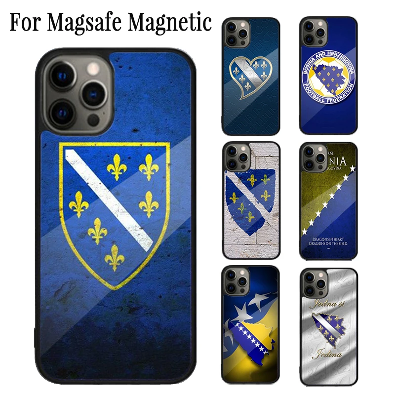 Bosnia and Herzegovina Flag Magnetic Phone Case Coque For iPhone 16 15 14 Plus 13 12 11 Pro Max Magsafe Wireless Charging Cover