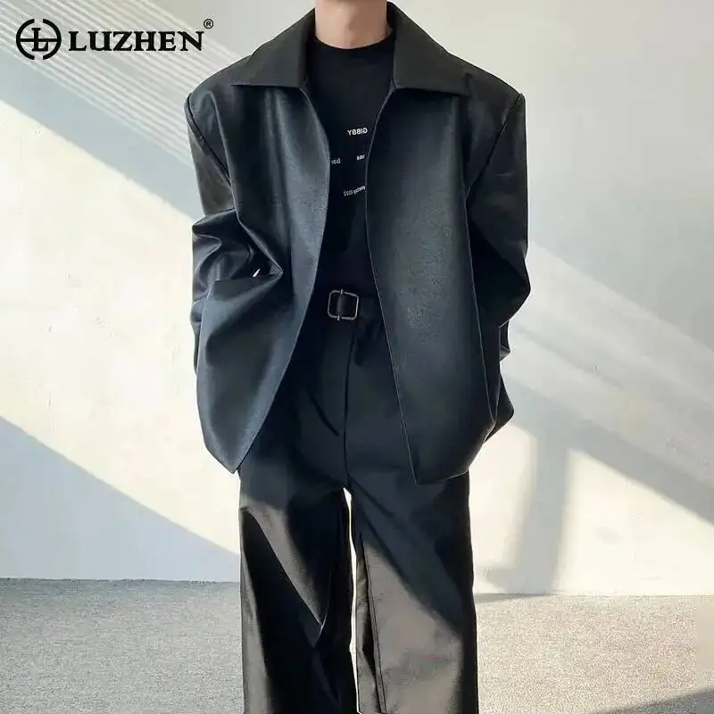 

LUZHEN Autumn Original New Fashion Korean Handsome Leather 2025 Jacket Men's High Quality Solid Color Elegant Male Coat JY7366