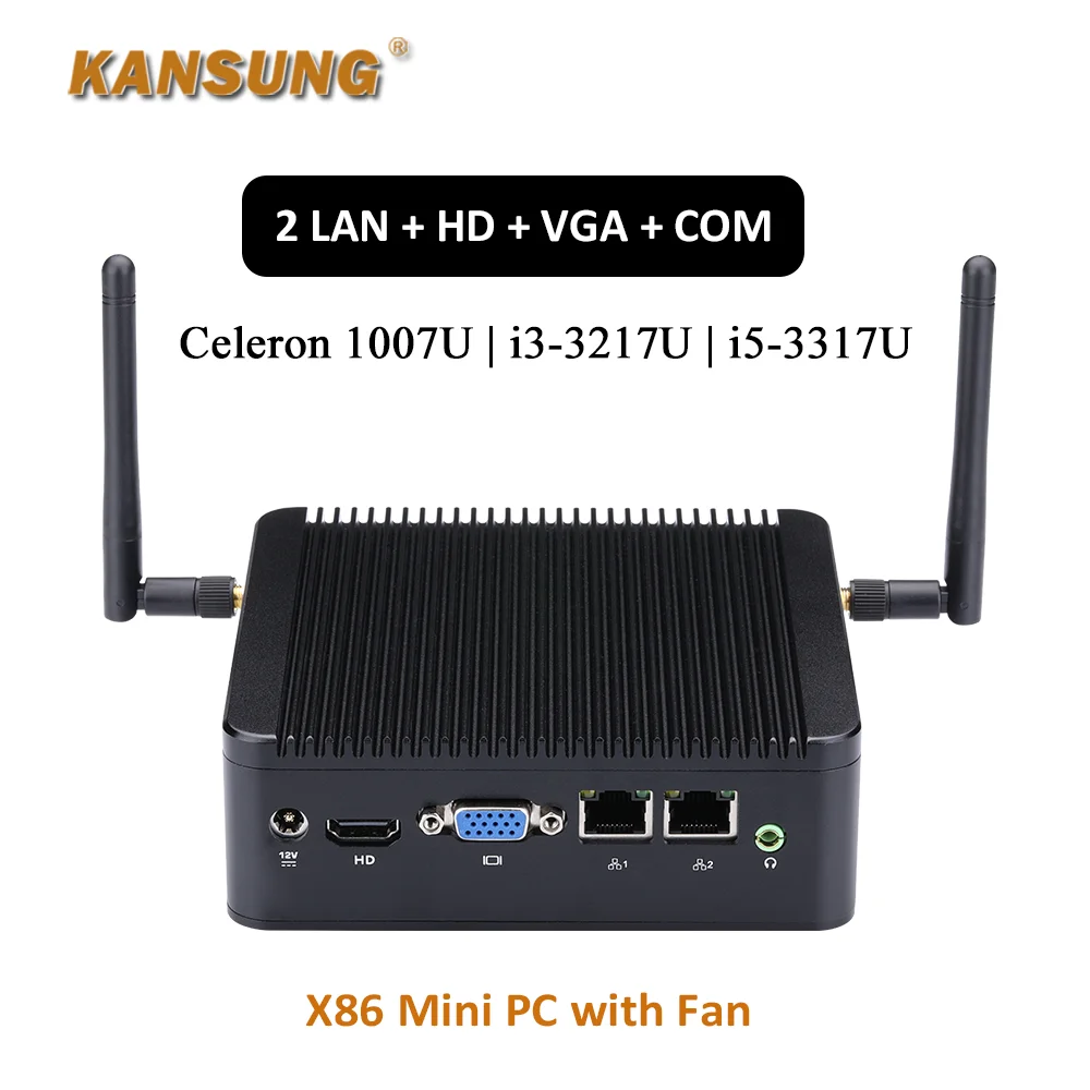 Kansung Intel Ivy Bridge Celeron 1007U Core i3 3217U i5 3317U Dual Core DDR3 2 LAN HD VGA Barebone Mini PC Windows Linux Ubuntu