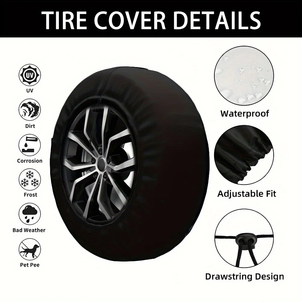 1 قطعة تصميم الحصان الأسود غطاء إطار بوليستر للمركبات على الطرق الوعرة والشاحنات وسيارات الدفع الرباعي دائم حماية جميع التضاريس التخييم الملحقات