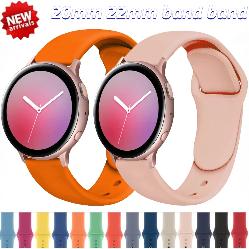 

20mm 22mm Silicone Strap For Samsung Galaxy Watch 4/5/6/Active 2/Huawei Watch 42mm bracelet band For Amazfit Bip/GTR4/GTS4 Belt