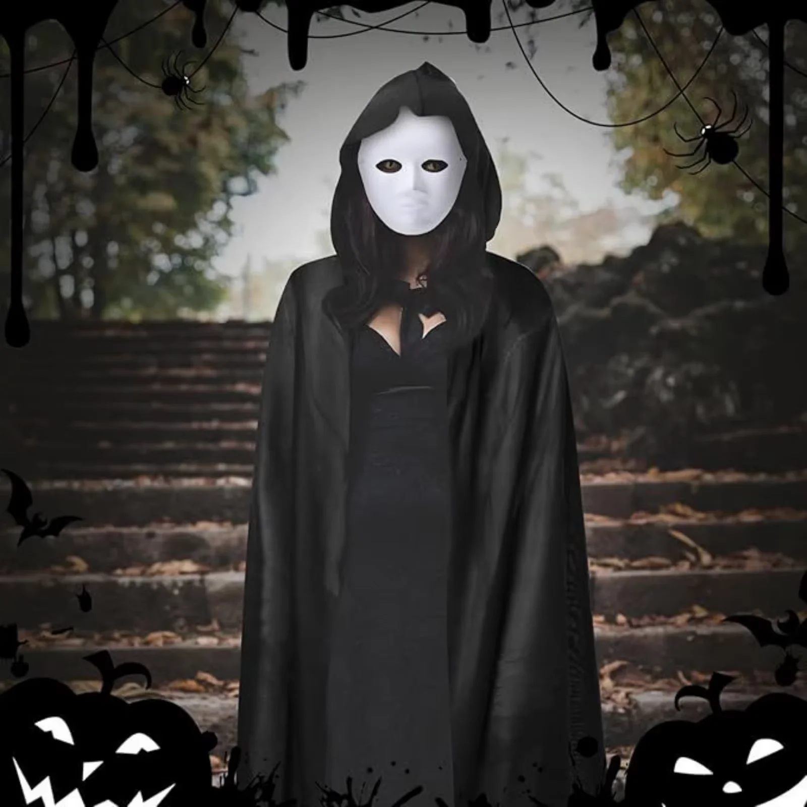 Black Hooded Cloak Set, Multiple Styles Halloween Cosplay Cape For Multiple age groups, Ideal For Halloween Party, Role - Play