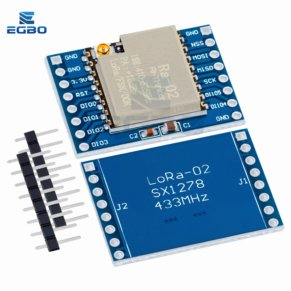 EGBO 433MHZ SX1278 LoRa Module 433M 10KM Ra-02 Wireless Spread Spectrum Transmission Board 2.4G IPX Antenna for Smart Home