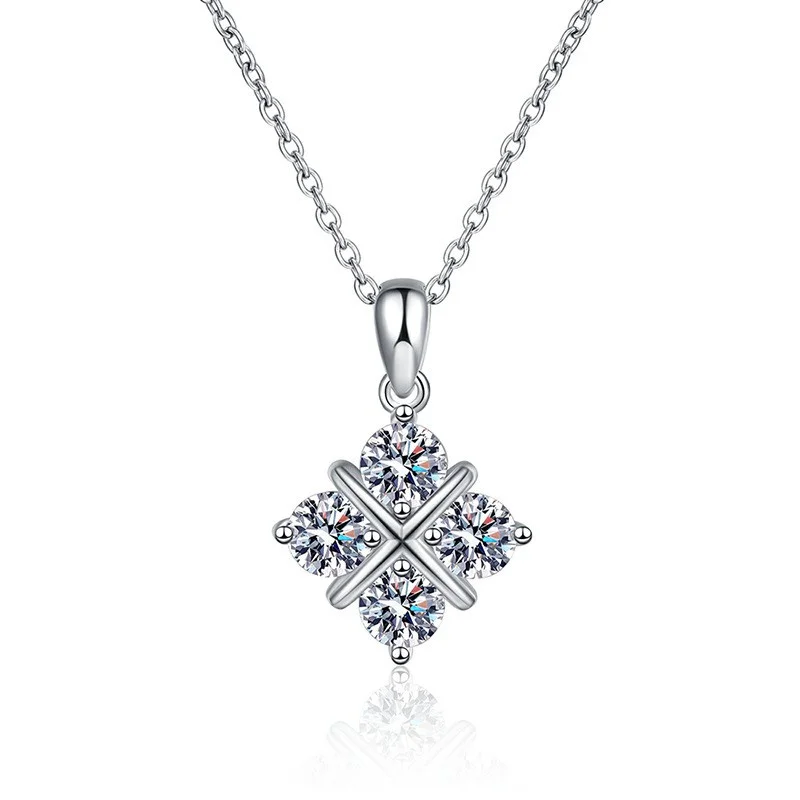 

XL055 Lefei Fashion Luxury Classic Fine 1CT Moissanite Cross Square Necklaces For Charm Women s925 Sterling Silver Party Jewelry