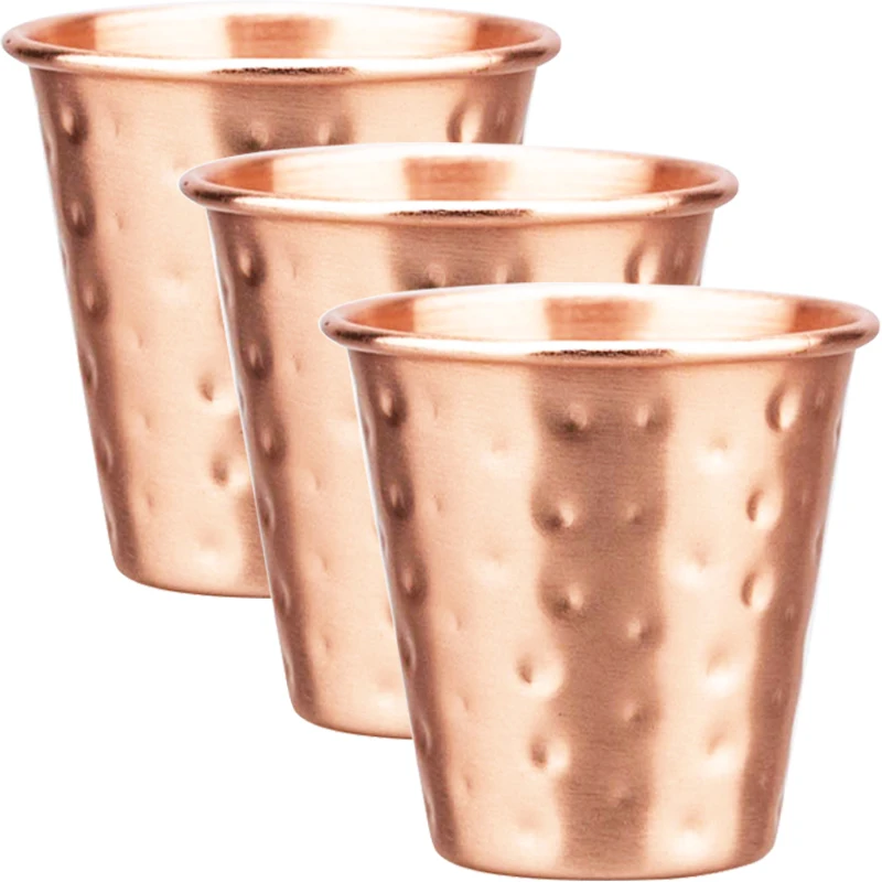 3/4Pcs New 60ml 100% Copper Cups Mini Pure Solid  Moscow Mule PURE Copper Mugs-Shaped 2oz Cocktail Cups Beer Milk Mug Drinkware
