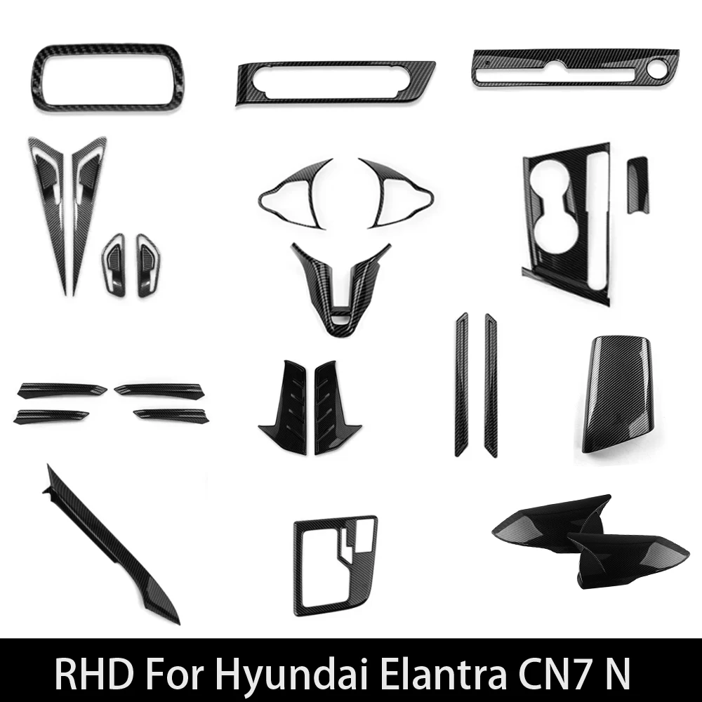Para hyundai elantra cn7 n 2023-2025 ajuste botão de janela de fibra de carbono botão de parada de partida farol capa guarnição assessories lhd/rhd