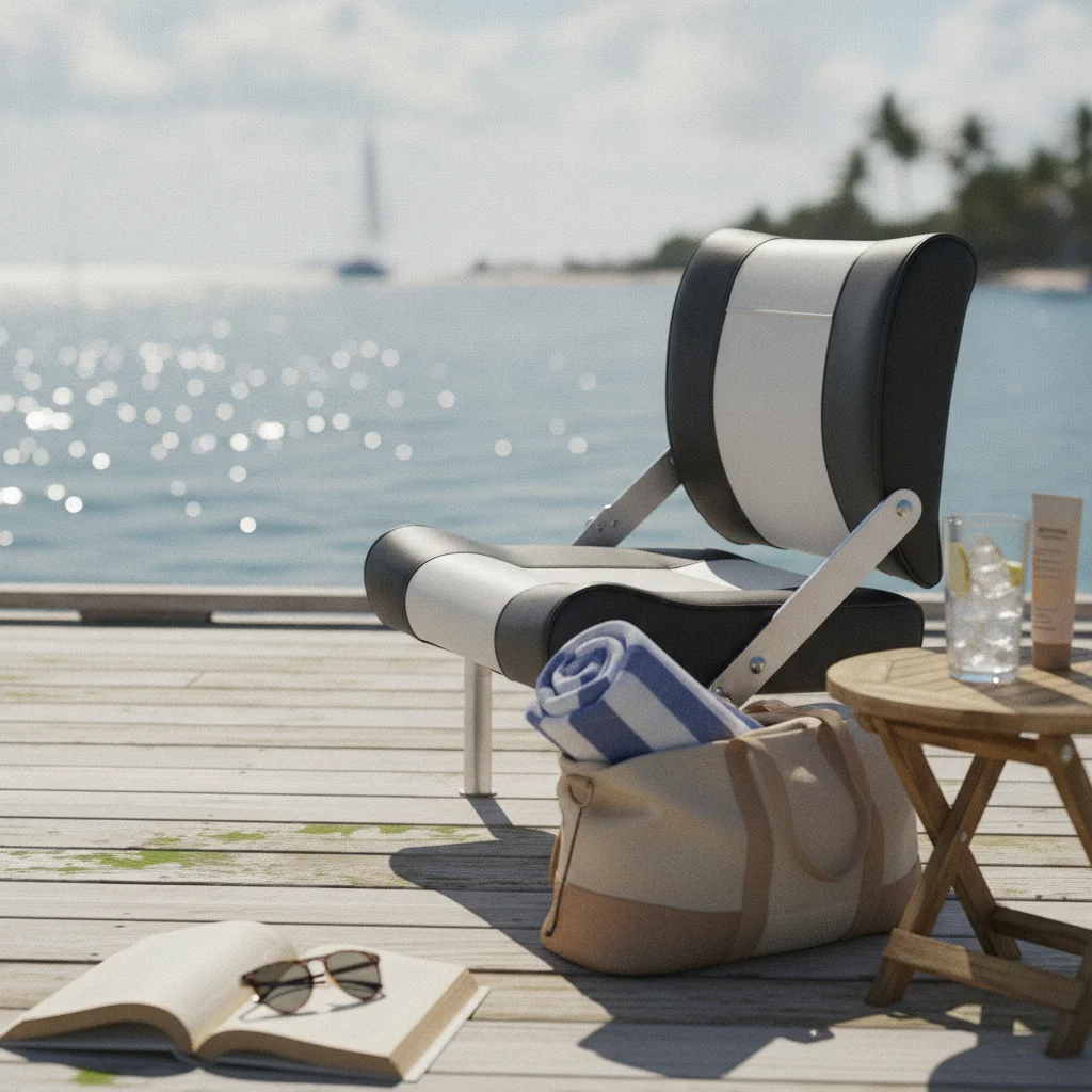 Foldable Marine Seat with Padded Cushion Space Saving Boat Chair for Fishing Trips and Yachts