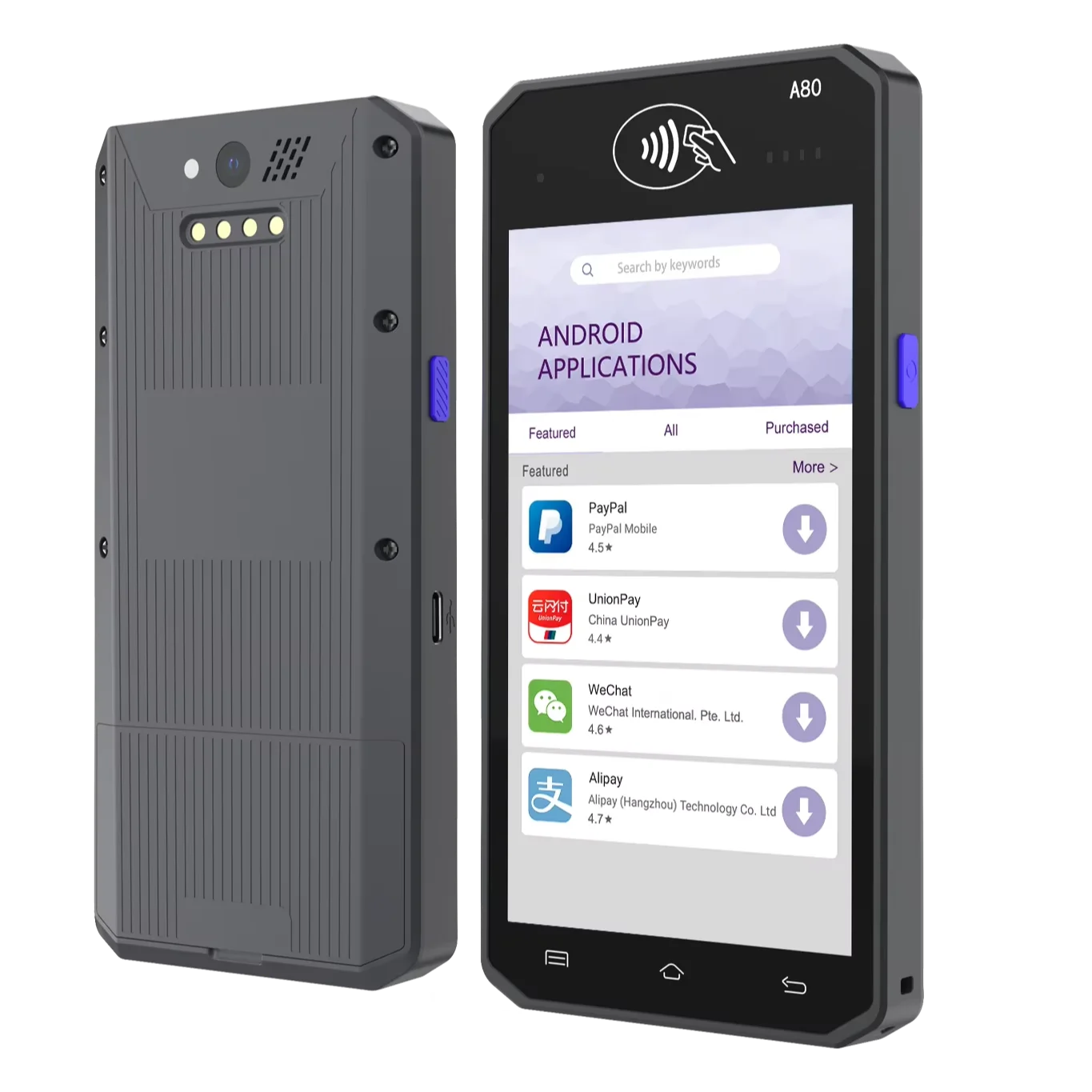 

A80 Touch Screen Mobile EDC Machine Android 10 Pos Terminal With Android Nfc Reader