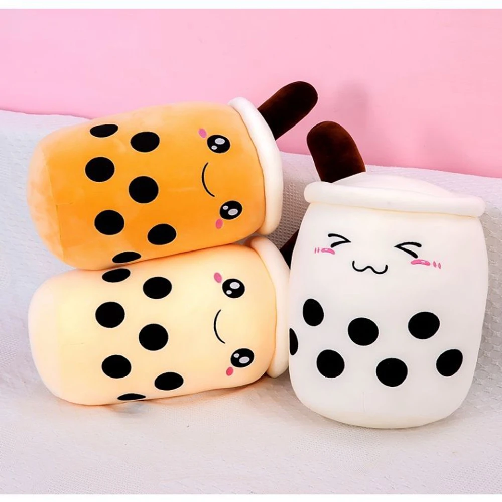 Creative Net Red Milk Tea Pillow Plush Toy Kawaii Expression Bubble Tea Habit Soft Bag Sleeping Pillow Festival Gifts For Child