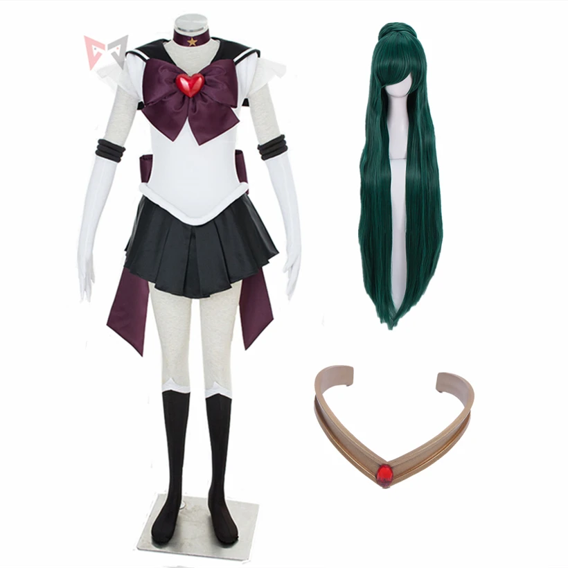 Anime Meiou Setsuna Sailor Pluto Super S Cosplay Costume Dress Gloves Brooch Bows Socks Headband For Adults Custom Made