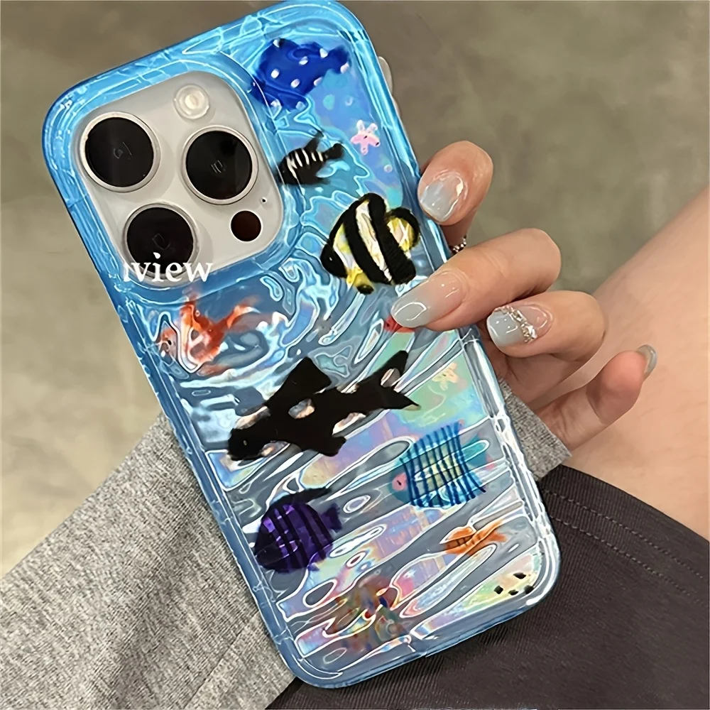 HOT Fish's Roaming Paradise Phone Case for iPhone 17 16e 16 15 14 13 12 11 Pro Max X Xs XR XSMax 8 7 6 Air Plus Feather Texture