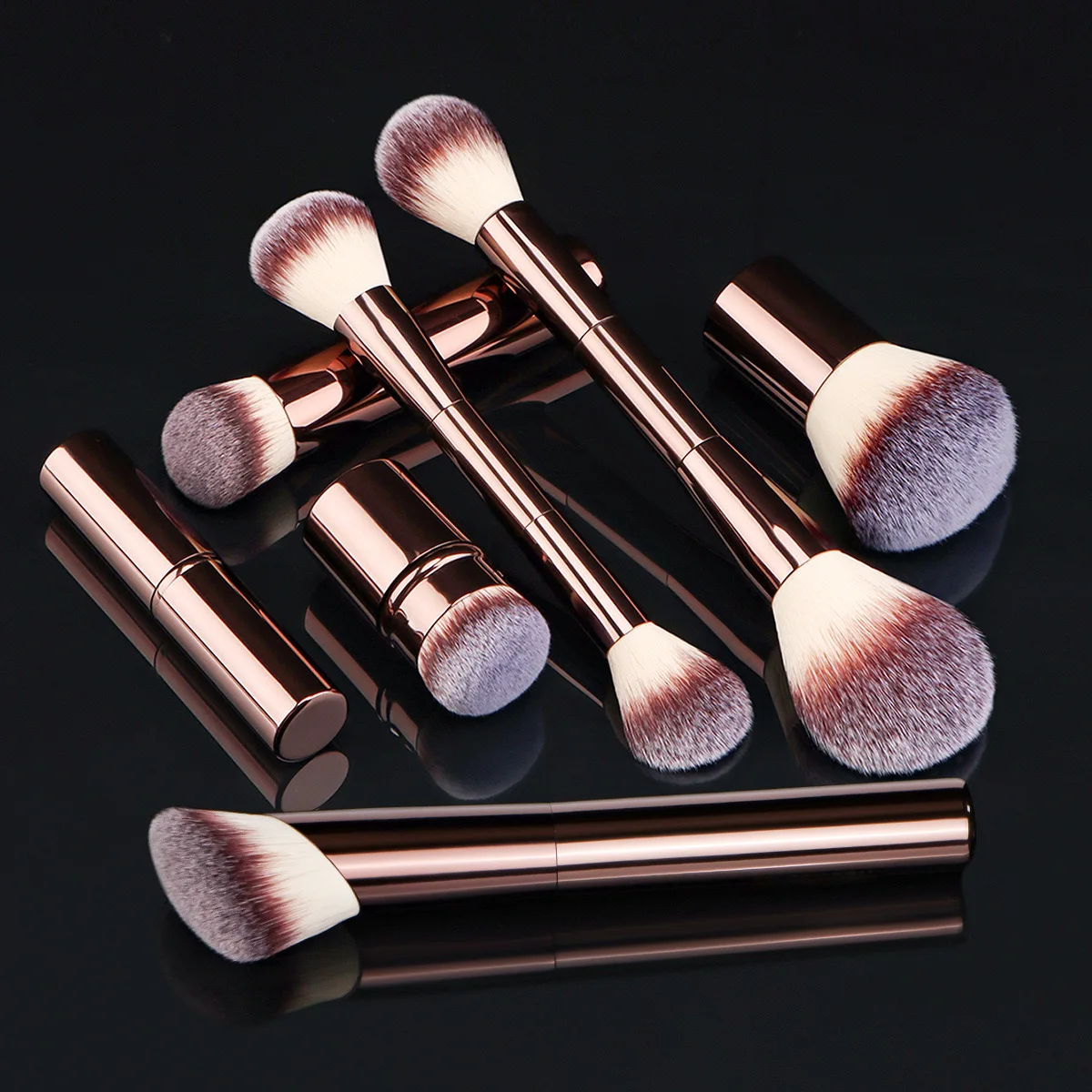 Pincéis de maquiagem pó fundação corretivo blush bronzer sombra de olho sobrancelha delineador escultura escova metal lidar com ferramentas de maquiagem