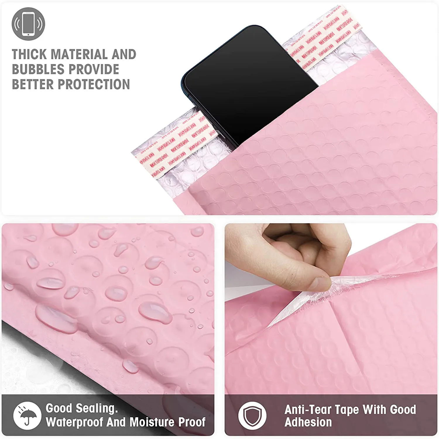 50/100pcs Pink Bubble Mailer Bag Poly Self Seal Bubble Envelope Bag Adhesive Boutique Shipping Bags Bubble Padding