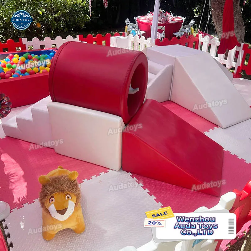 Red And White Indoor Commercial Mobile Kids Play Ground Soft Play Business With Climbing Features For Sale