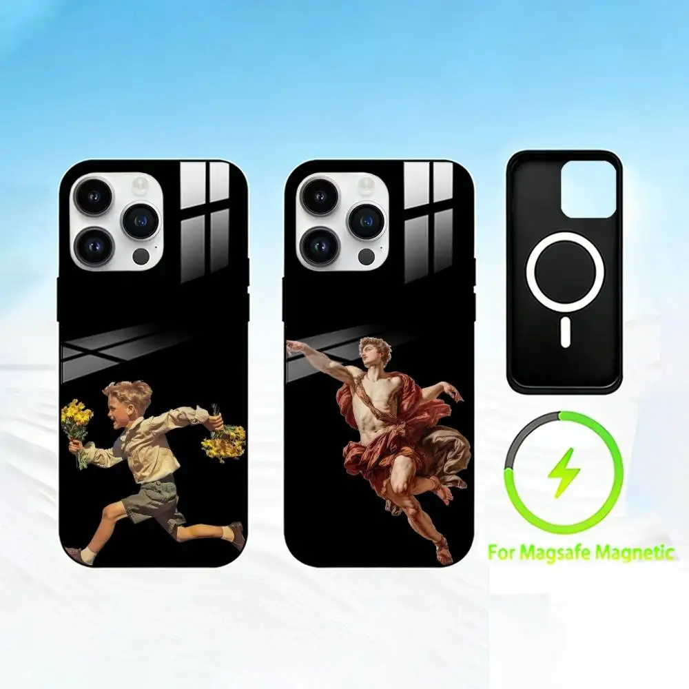 

R-Realistic art Phone Case For iPhone 17 16 15 14 13 12 Pro Max Plus for Mirror Wireless Magnetic Cover