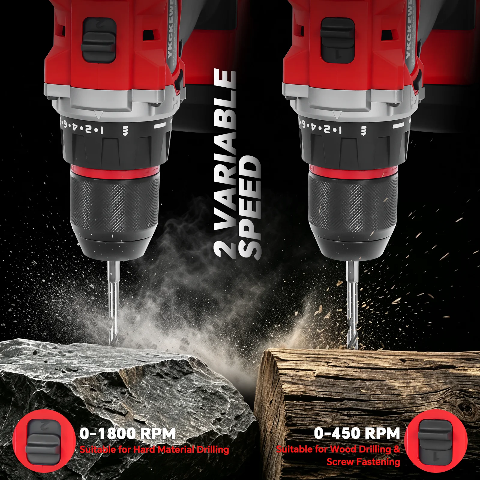 Cordless Electric Drill Set 10mm 60N.m Brushless Power Drill Drivers Electric Screwdriver 2 Speed for Milwaukee 18V Battery Pin