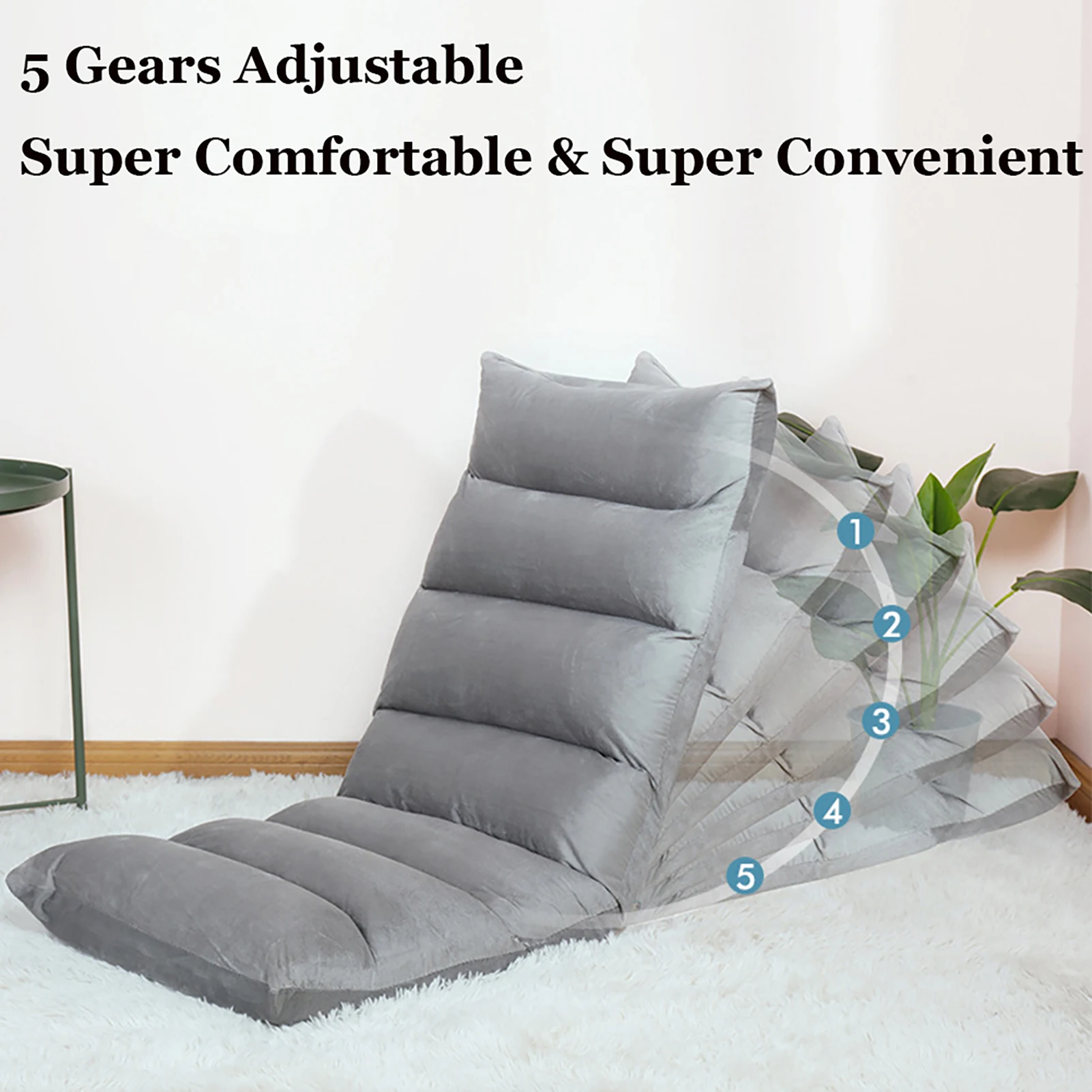 Japanese Style Floor Chair Folding Adjustable Lazy Sofa Chair Floor Sofa Chair Padded Lounger Soft Recliner with Back Support