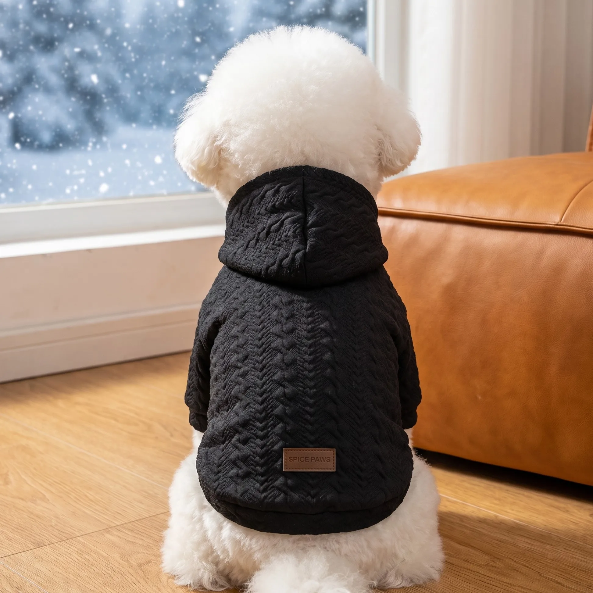 Hundeweste für Herbst und Winter, Plüschweste für Haustiere, Hundekleidung mit Liebesmotiv, Weste für Haustiere mit Zugriemen, dicke und warme Hundeweste. – Detail 6