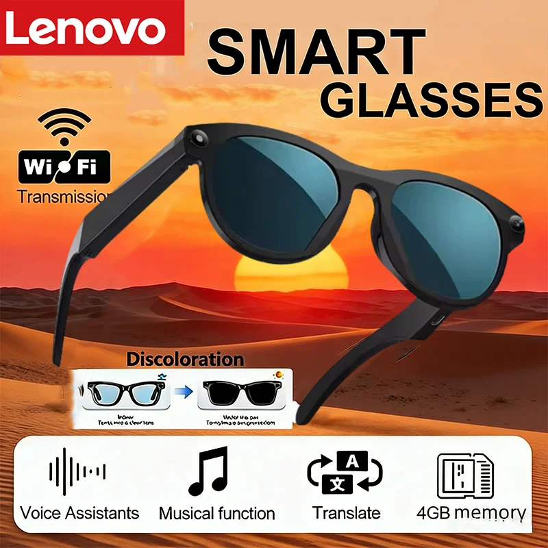 

Умные AI-очки Lenovo: Новинка, 1200 МП HD, изменение цвета, Chat GPT, перевод, камера, Bluetooth-звонки, голосовой помощник, управление музыкой