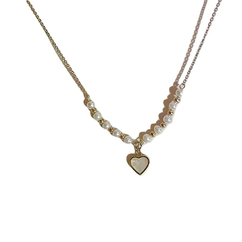 

Fritillary love pendant, natural freshwater pearl necklace, light luxury, simple and high-end collarbone chain