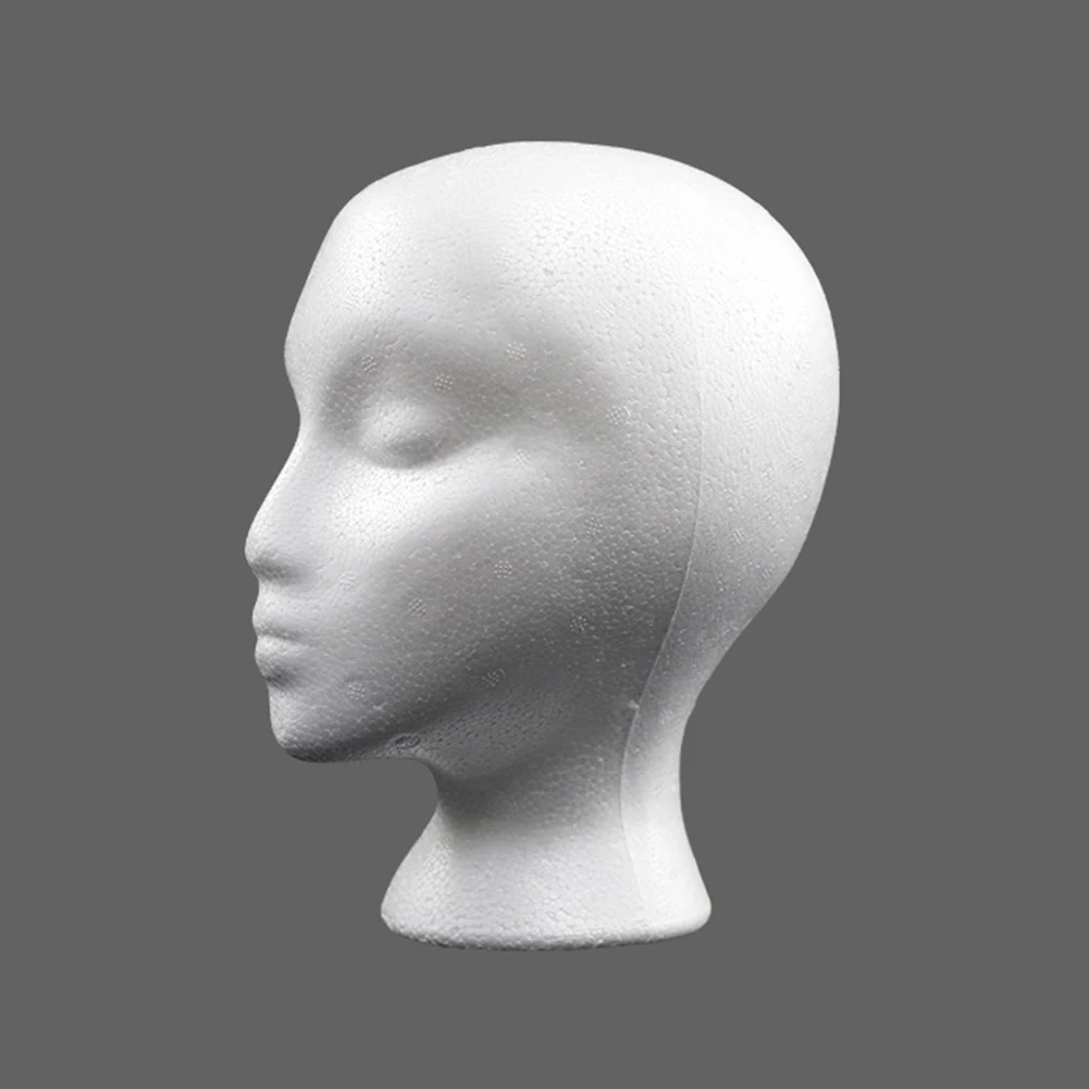 Women Female Foam Model Practical Manikin Foam Head Polystyrene Lightweight Durable Portable Fashion for Hat Hair Wigs Display