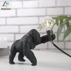 Modern Gorilla LED Desk Lamp Bedroom Study Restaurant Hotel Bedside King Kong Table Lamp Living Room Decoration Resin Floor Lamp