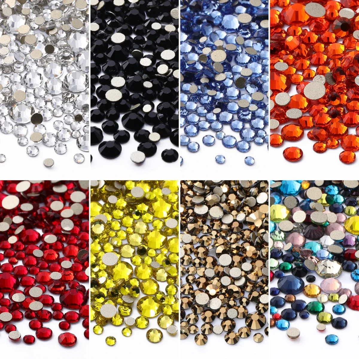 

1440Pcs/Pack Golden Bottom Glass Flatback Rhinestones High Quality Glitter Golden Bottom Stones Glue on Diamond for DIY Nail Art