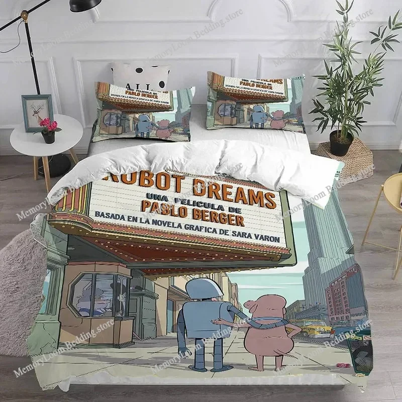 Cartoon Robot Dreams Bedding Sets Comforter Quilt Bed Cover Duvetcover Pillow Case  Kids Adult Size Home Textiles