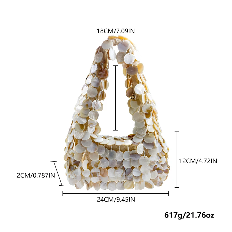 Hand Sewn Bead Shell Mother Bag 2026 Spring New Style Socialite Banquet Style Shell Bag Women's Niche Hand-held Pillow Bag