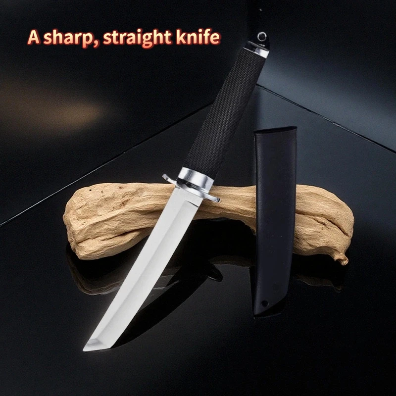 Cuchillo recto portátil, cuchillo de quilla de una pieza para supervivencia en el desierto, cuchillo para carne con mango, cuchillo afilado para cortar frutas