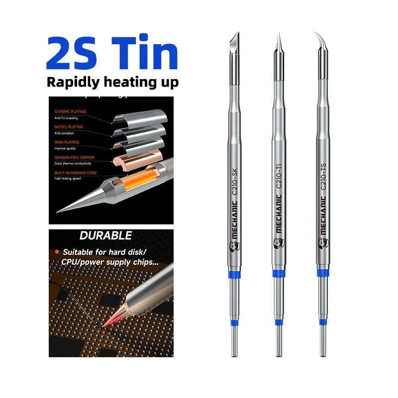 

MECHANIC C210 MIX 3in1 Precision soldering Iron Tip high temperature solder iron for Phone Repair High Thermal Conductivity Copp