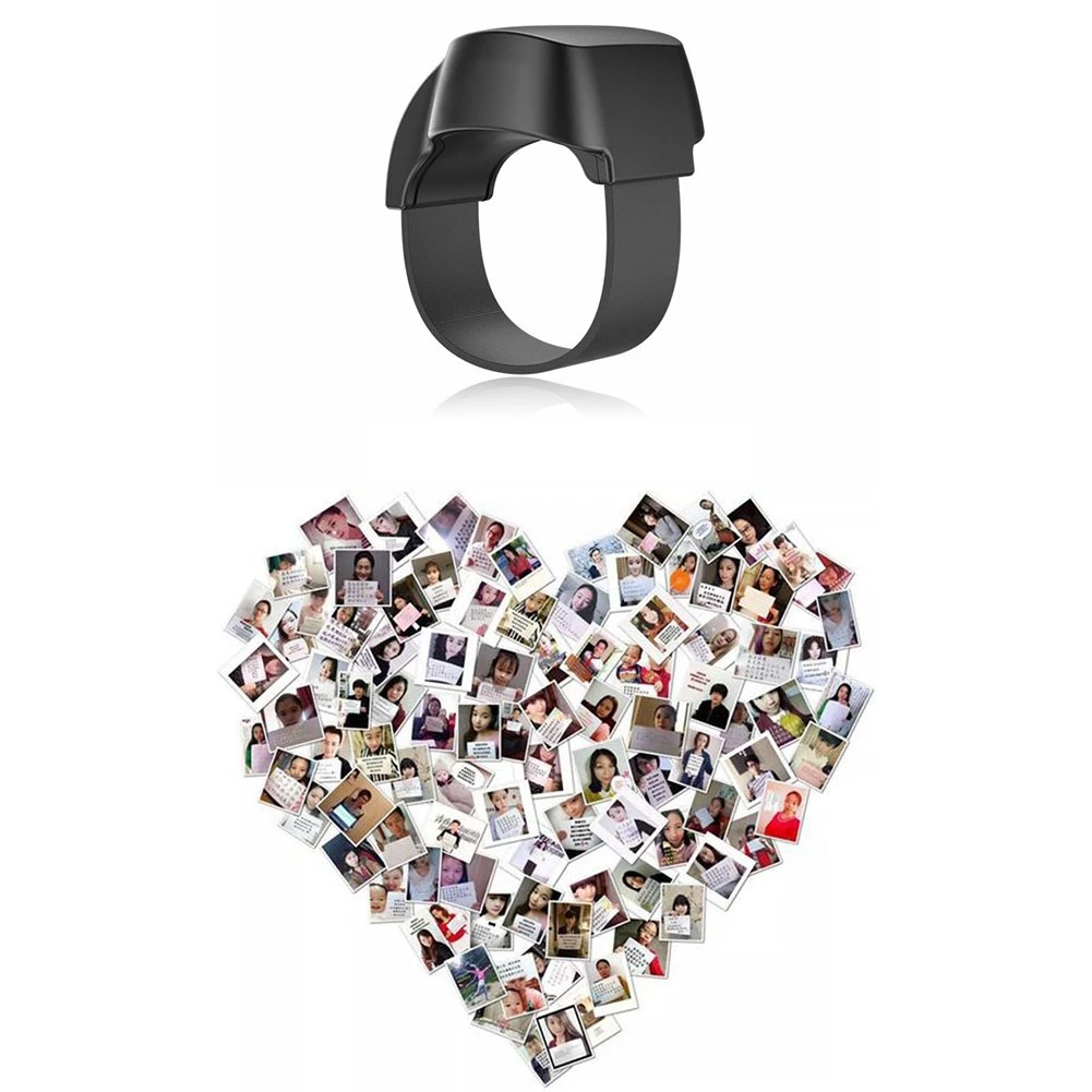 ポータブルワイヤレススマートリモートコントロールリング、黒の自撮り電話シャッター、ミニBluetooth 5.1