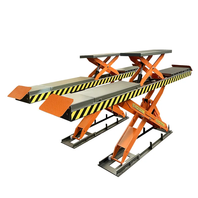 Heavy Duty In-ground Full Rise Large Scissor Car Lift Double Cylinder Hydraulic Hoist For 4S Store Vehicle Inspection Center