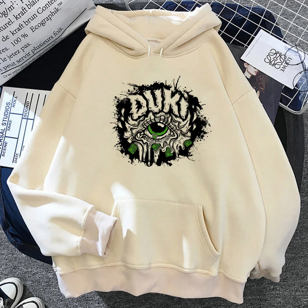 Duki hoodie modern style winter designer kawaii graphic women pullover Y2K soft fabric Japanese patterned