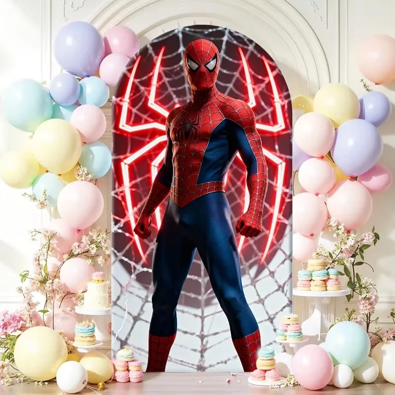 Marvel Spiderman Iron Man Arch Backdrop Cover Superhero Kids Boys Birthday Party Custom Name Decor Wall Baby Shower Supplies