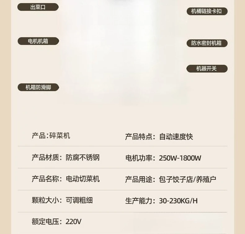 

Vegetable chopper 250W Stuffing chopping machine Garlic/Shallot/Meat Food processor 1350rpm/min