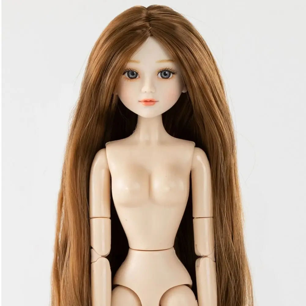 3D Glass Eye Supermodel Doll Body Joint Movable Smiling Lip Make-up Doll Head Colourful Coloured Hair Doll Body Play House