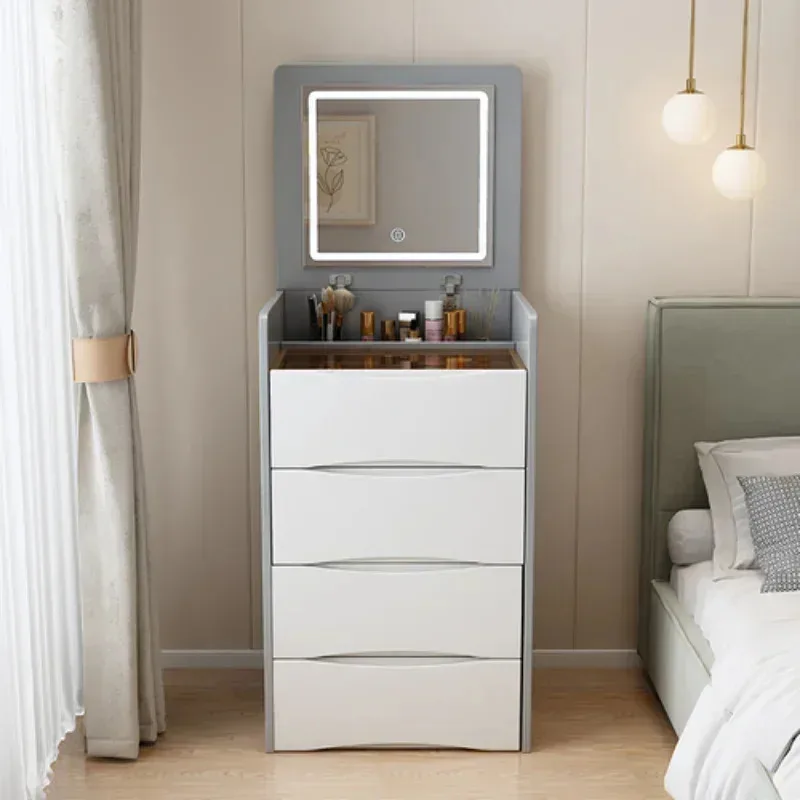 White Dressers Vanity Mirror Luxury Drawer Minimalist Makeup Mobile Storage Desk Lights Bedroom Women Schminktisch Furniture