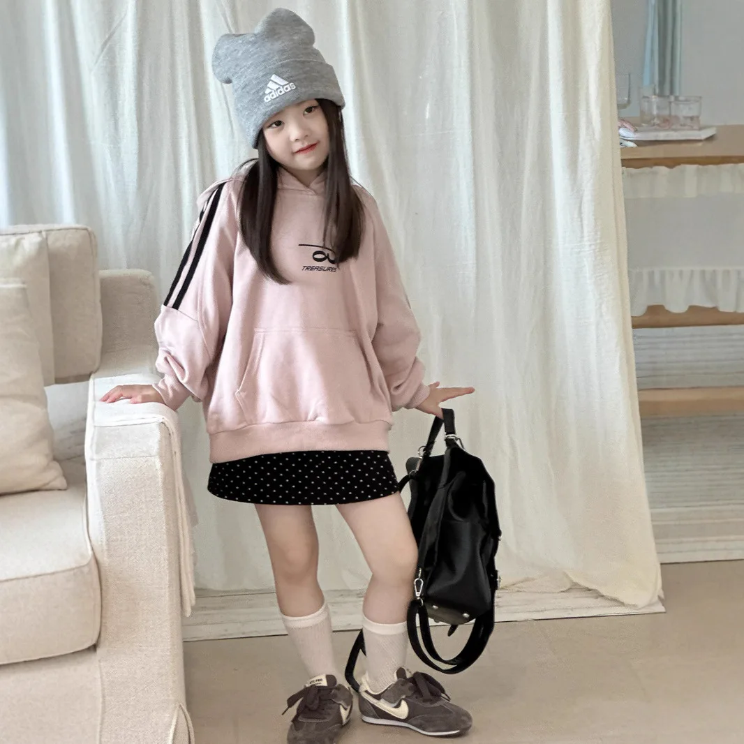 

American Style Children Girls Sweatshirt Cotton Letter Printed Infant Baby Girls Pullovers Loose Toddler Kids Girls Pink Hoodies