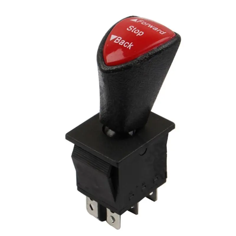 1pc DPDT 6Pin Latching Slide Rocker Switch Forward-Stop-Back Plastic And Metal Black Slide Rocker Switch Auto Accessories