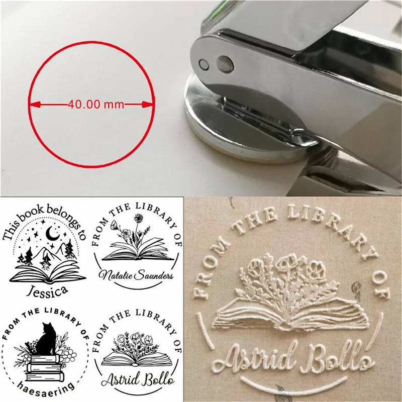 From the library of embosser, Custom Embosser Stamp,Book Embosser,Library Stamp, Monogram Embosser Stamp